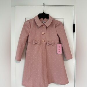 Heart Textured Coat with Bow Accents